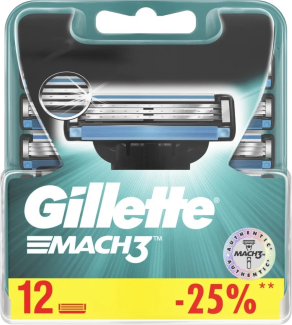 Сменные кассеты для бритья Gillette Mach3 12 шт