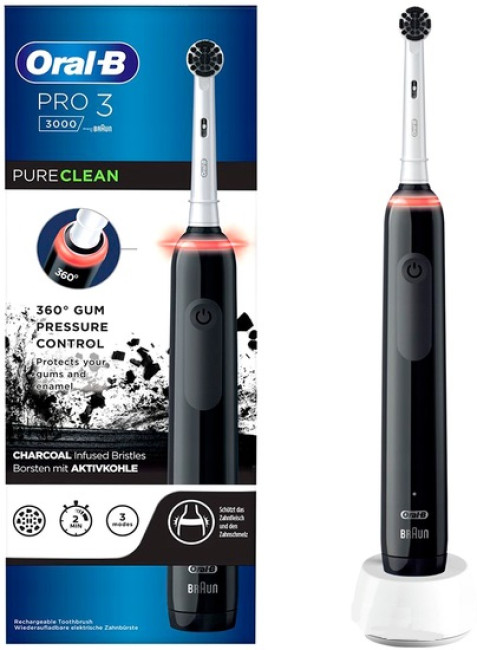 Электрическая зубная щетка Oral-B Pro 3 3000 Pure Clean Black D505.513.3 (черный) - фото3