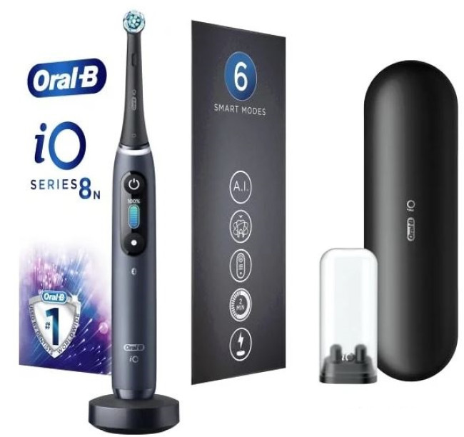 Электрическая зубная щетка Oral-B iO 8n (черный, 2 насадки)