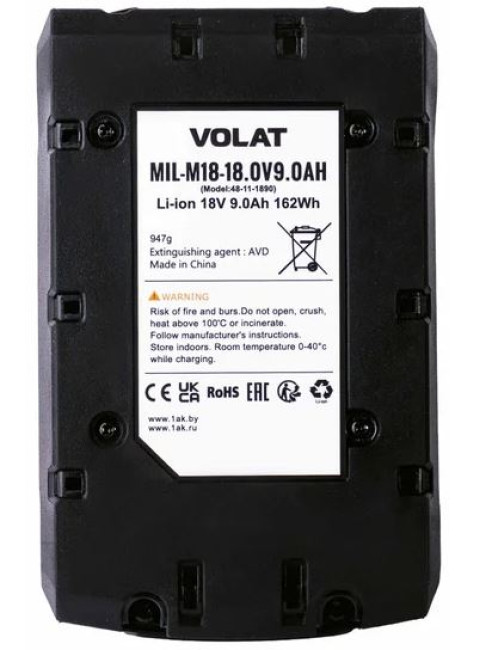 Аккумулятор VOLAT MIL-M18 (18В/9 Ah) - фото2