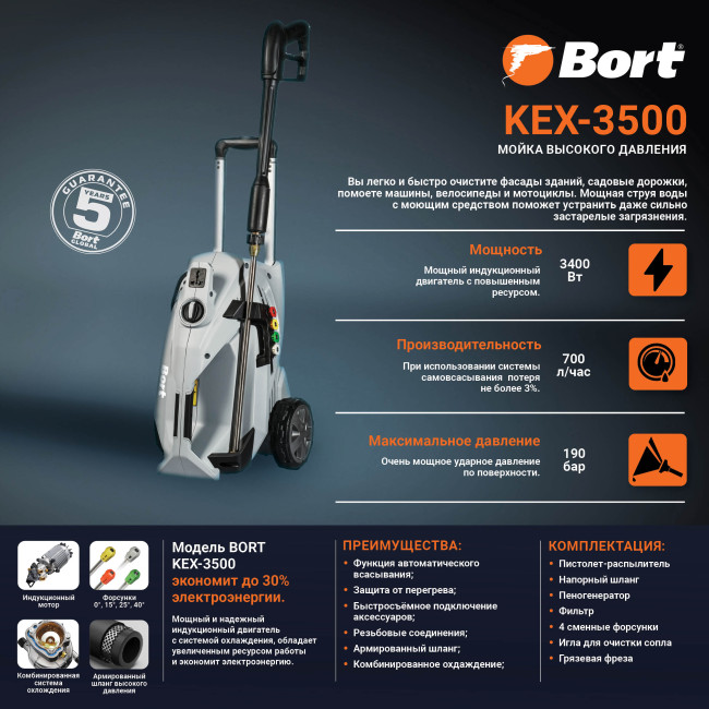 Мойка высокого давления Bort KEX-3500 - фото8