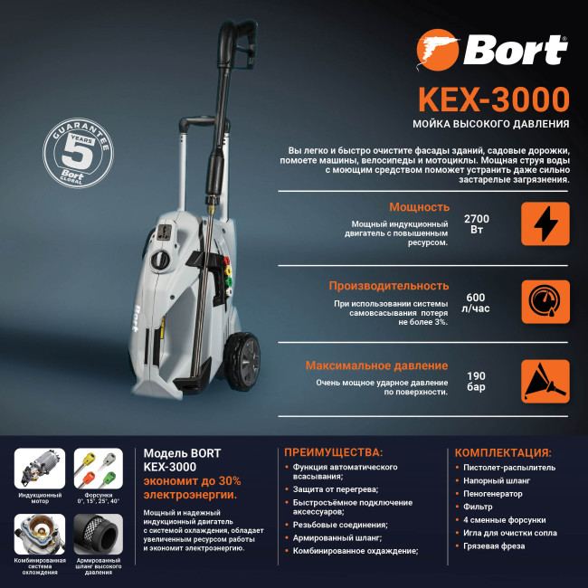 Мойка высокого давления Bort KEX-3000 - фото7