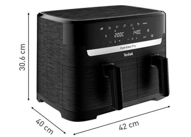 Аэрогриль (аэрофритюрница) Tefal Dual Easy Fry Essential XXL Air Fryer EY901N (черный) - фото2