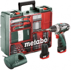 Дрель-шуруповерт Metabo PowerMaxx BS Basic Set 600080880 (с 2-мя АКБ, набор инструмента) - фото