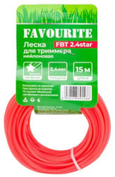 Леска для триммера нейлоновая FAVOURITE 2,4 мм, 15 м FBT 2.4star - фото