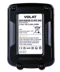 Аккумулятор VOLAT DEW-DCB120 (12В/2 Ah) - фото2